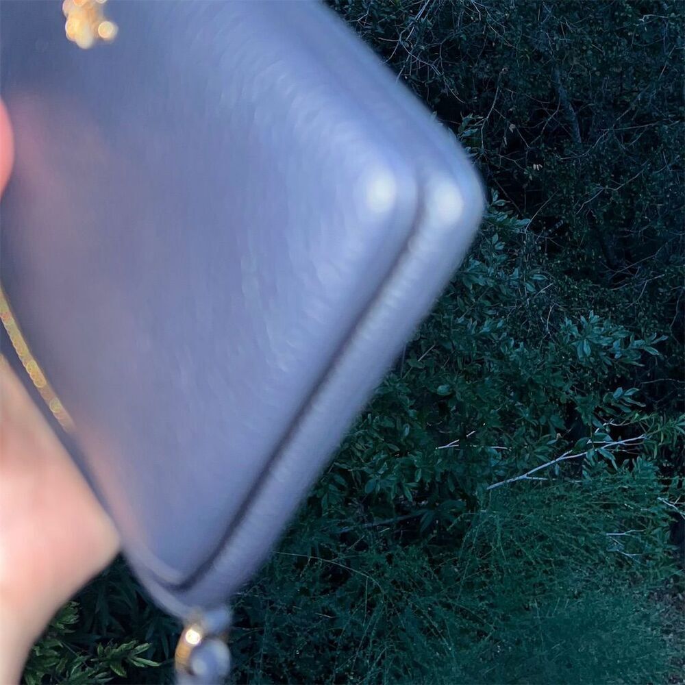 COACH Women's Double Zip Wallet Wristlet Navy Blue Pebbled Leather Gold Hardware - Picture 7 of 8